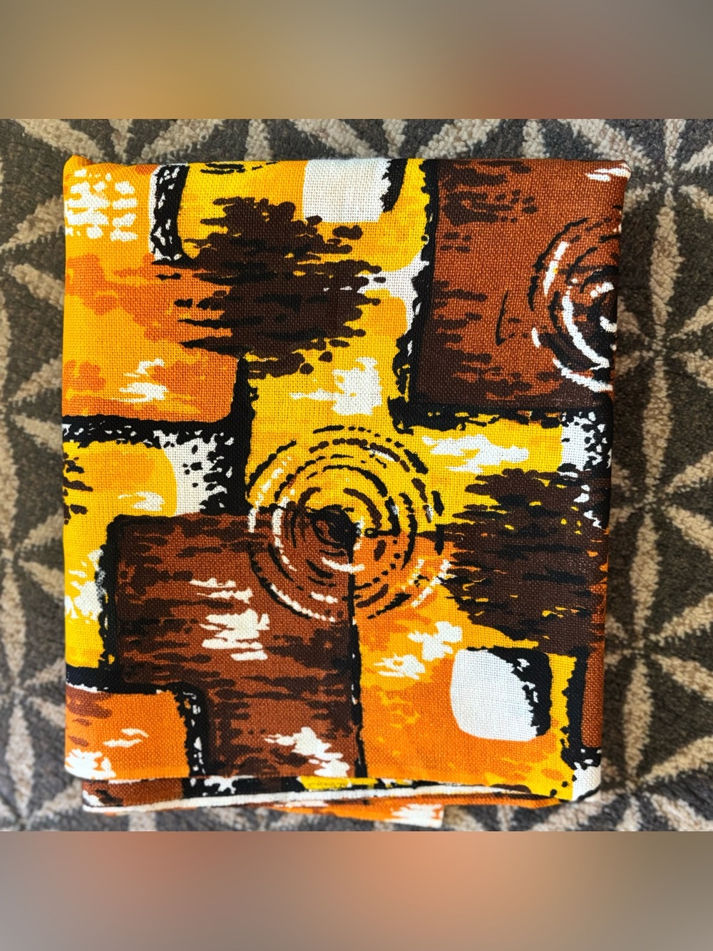 60's Mod Barkcloth Fabric Piece - 22" x  74" - Decor - Sewing - Upholstery